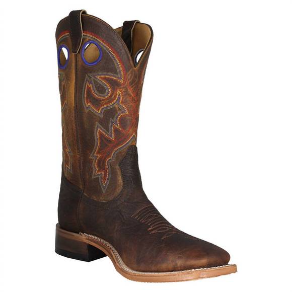 NEW BOULET BOOTS men's leather square toe boots in brown - Picture 1 of 4